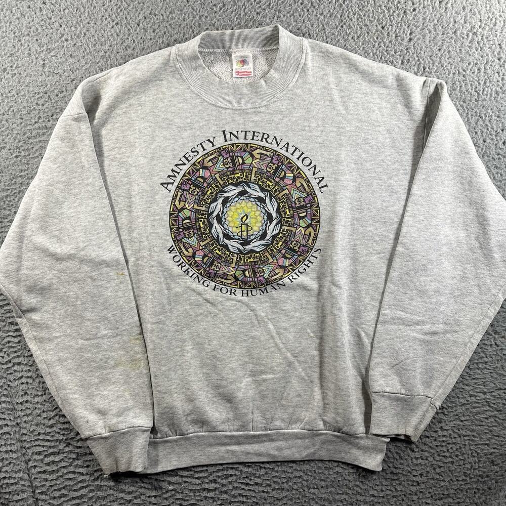 Vtg 90s Amnesty International Sweatshirt Working For Human Rights L FOTL USA